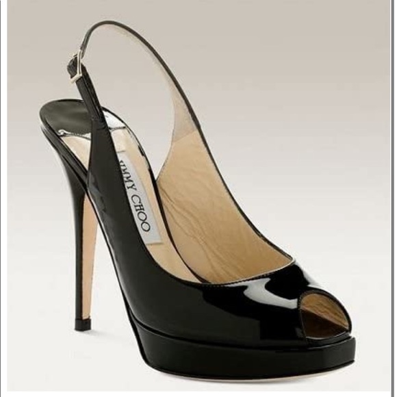 Jimmy Choo Shoes - Jimmy Choo | Clue Black Leather Peep Toe Pumps 6